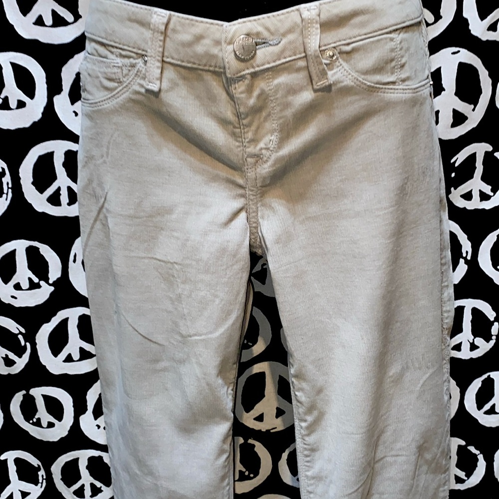 FRAGILE BLUE JEANS CORDUROY BEIGE JEANS SZ S RAW HEM
